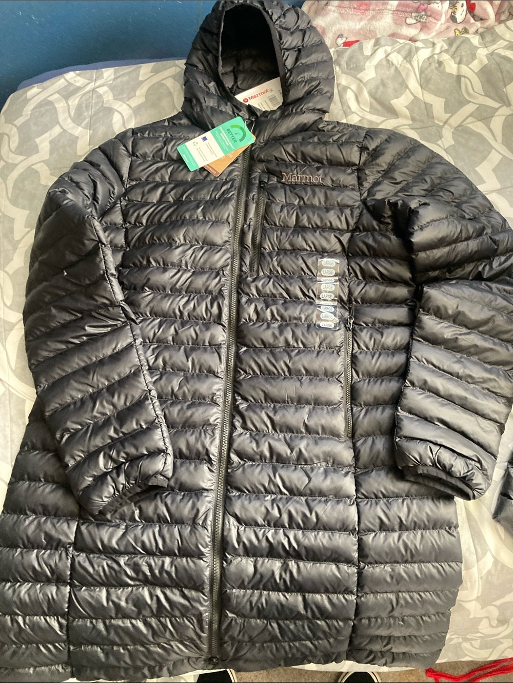Marmot Black Packable Hooded Puffer Coat